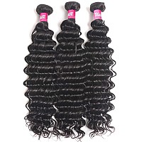 Odir Deep Wave Human Hair Bundles 14 16 18 Unprocessed 9A Brazilian Deep Curly Wave Virgin Hair 3 Bundles 300G Remy Hair Extensi