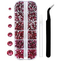 12 Grids 3792Pcs Rose Flatback Rhinestones Set For Nail Art Crafts Makeup Tumblers Glitter Round With Tweezers And Picking P