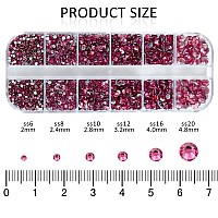 12 Grids 3792Pcs Rose Flatback Rhinestones Set For Nail Art Crafts Makeup Tumblers Glitter Round With Tweezers And Picking P