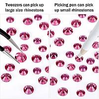 12 Grids 3792Pcs Rose Flatback Rhinestones Set For Nail Art Crafts Makeup Tumblers Glitter Round With Tweezers And Picking P