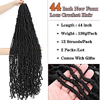 44 Inch New Soft Locs Crochet Hair 6 Packs Natural Color Faux Locs Crochet Braids Hair Pre Looped Synthetic Super Long Pre Exten