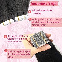 Yaki Straight Hair Tape in Extensions Human Hair Double Sided 40 Pieces 100g Natural Black Real Human Hair Skin Weft Tape Hair Extensions Invisible Light Yaki Tape in Hair Extensions for Black Women