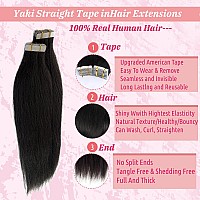 Yaki Straight Hair Tape in Extensions Human Hair Double Sided 40 Pieces 100g Natural Black Real Human Hair Skin Weft Tape Hair Extensions Invisible Light Yaki Tape in Hair Extensions for Black Women