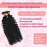 Kinky Tape In Human Hair Extensions 18 Inch Tape Ins Curly Tape In Real Human Hair Double Sided 40 Pieces 100Gset Skin Weft Hai