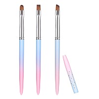 Savita 3Pcs Nail Art Clean Up Brushes Nail Painting Brushes With Round Angled Flat Head Colorful Glitter Nail Pen Painting T