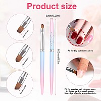 Savita 3Pcs Nail Art Clean Up Brushes Nail Painting Brushes With Round Angled Flat Head Colorful Glitter Nail Pen Painting T