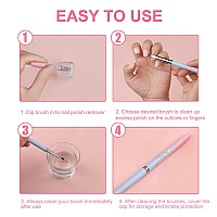 Savita 3Pcs Nail Art Clean Up Brushes Nail Painting Brushes With Round Angled Flat Head Colorful Glitter Nail Pen Painting T