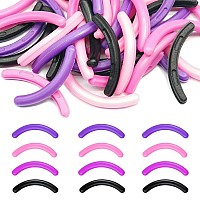 qiipii 40 pcs Eyelash Curler Refills Curler Refill Pads Soft Rubber Curler Replacement Refills Pads for Universal Eyelash Curler with a Clear Storage Box (Black, Purple, Rose Red, Pink * 10)