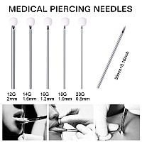 Jiesibao 10Pcs Mixed Piercing Needles 12G 14G 16G 18G 20G Hollow Piercing Needles Stainless Steel Disposable Sterile For Nose S