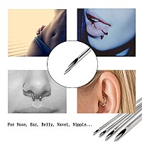 Jiesibao 10Pcs 16G Piercing Needles Hollow Needles Stainless Steel Disposable Sterile Piercing Needles For Nose Septum Bridge C