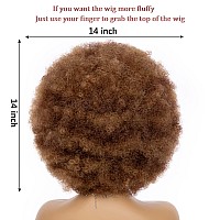 Jsdshine Afro Wig For Women Mix Brown 70S Afro Wigs Natural Looking Huge Afro Kinky Curly Wigs With Bangs Short Bouncy Afro Cu