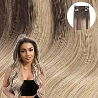 Wennalife Clip In Hair Extensions Real Human Hair Refill 30G 24 Inch 2Pcs Balayage Chocolate Brown To Dirty Blonde Hair Extensi