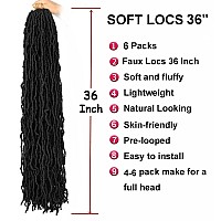 6 Packs 36 Inch Soft Locs Crochet Hair Pre Looped Curly Wavy Faux Locs Crochet Braids For Natural Butterfly Crochet Hair For Bla