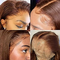 Flady Glueless Brown Straight Wigs Human Hair Pre Plucked Hd Lace Front Wigs Human Hair For Women 150 Density Dark Brown Wig Hum