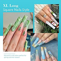 Lionvison Square Nail Tips No C Curve 504Pcs Xl Long Straight Flat Pre Shaped False Nails Half Cover Clear Nail Tips For Acryl