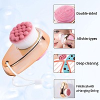 Beomeen Face Brush 2 In 1 Facial Cleansing Exfoliating Brush With Ultra Fine Soft Bristles For Pore Deep Cleansing Silicone Dou