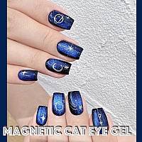 Ahamiou Crystal Cat Eye Gel Polish Kits Magnetic Nail Polish Set Holographic Cats Eyes Gel Nail Polish Shiny Diamond Glitter Gel