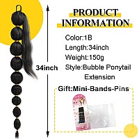 Long Black Bubble Ponytail Extension For Women 34Inch Pony Tail Extension Afro Puff Ponytail Style Hair Extensions Kinky Straigh