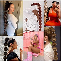 Long Black Bubble Ponytail Extension For Women 34Inch Pony Tail Extension Afro Puff Ponytail Style Hair Extensions Kinky Straigh