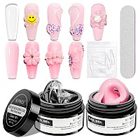 Supwee Solid Builder Gel For Nail Extension Clear Pink Nonstick Hand Sculpture Hard Gel With Dual Form Flower Nail Strengthen N