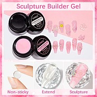 Supwee Solid Builder Gel For Nail Extension Clear Pink Nonstick Hand Sculpture Hard Gel With Dual Form Flower Nail Strengthen N