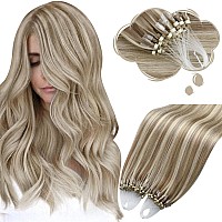 Moresoo Microlink Hair Extensions Human Hair Light Brown And Platinum Blonde Hair Extensions Micro Loop Hair Extensions Real Hum