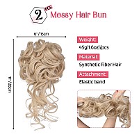 Hoojih 2Pcs Messy Bun Hair Piece Tousled Updo With Tendrils Hair Bun Extensions Wavy Curly Hair Wrap Ponytail Hairpieces Hair S