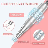 Portable Nail Drill Professional 35000 Rpm Rechargeable Electric Nail File Machine E File For Acrylic Nails Gel Polishing Remov