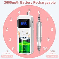 Portable Nail Drill Professional 35000 Rpm Rechargeable Electric Nail File Machine E File For Acrylic Nails Gel Polishing Remov