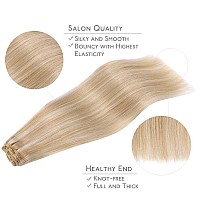 Wennalife Clip In Hair Extensions Human Hair 20 Inch 120G 7Pcs Dirty Blonde Highlighted Bleach Blonde Hair Extensions Clip In Fo