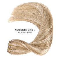 Wennalife Clip In Hair Extensions Human Hair 20 Inch 120G 7Pcs Dirty Blonde Highlighted Bleach Blonde Hair Extensions Clip In Fo