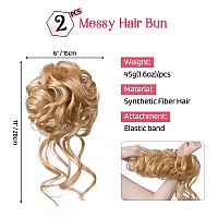 Hoojih 2Pcs Messy Bun Hair Piece Tousled Updo With Tendrils Hair Bun Extensions Wavy Curly Hair Wrap Ponytail Hairpieces Hair S