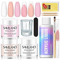 Saviland Acrylic Nail Kit French Sculpture Set: Clear/Nude/Pink Acrylic Powder and Liquid Set Acrylic Nail Brush Cuticle Oil for Nail Care Professional DIY Acrylic Nail Art Beginner Acrylic Nail Kit