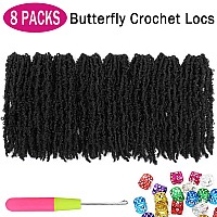 Butterfly Locs Crochet Hair 14 Inch 8 Packs Distressed Faux Locs Hair Soft Crochet Butterfly Locs Pre Looped Crochet Hair 14In