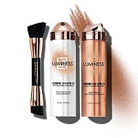 Luminess Airbrush Spray Silk Foundation Starter Kit Deep Foundation Primer Dualsided Angled Buffing Brush Medium Buil