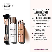 Luminess Airbrush Spray Silk Foundation Starter Kit Deep Foundation Primer Dualsided Angled Buffing Brush Medium Buil