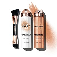 Luminess Airbrush Spray Silk Foundation Starter Kit Warm Foundation Primer Dualsided Angled Buffing Brush Medium Buil