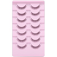 Eyelashes Natural Look Short Wispy False Lashes 3D Natural Crisscross Faux Mink Lashes With Clear Bands 7 Pairs By Yawamica