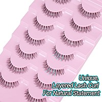 Eyelashes Natural Look Short Wispy False Lashes 3D Natural Crisscross Faux Mink Lashes With Clear Bands 7 Pairs By Yawamica