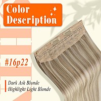 Fshine Invisible Wire Hair Extensions Real Human Hair Dirty Blonde Highlighted Light Blonde Wire Human Hair Extensions One Piece