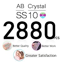 2880Pcs Ss10 28Mm Crystals Ab Nail Flatback Rhinestones Bulk Nail Art Round K9 Glass Gems Beads Stones Diamonds Glitter Nail Ch