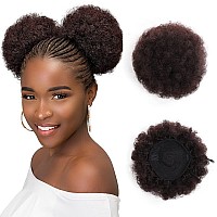 Afeels Afro Puff Drawstring Ponytail Hair 2Packs Curly Ponytail Brown Black Short Ponytails For Black Women 6Inch2Pack 4