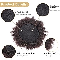 Afeels Afro Puff Drawstring Ponytail Hair 2Packs Curly Ponytail Brown Black Short Ponytails For Black Women 6Inch2Pack 4