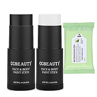 Ccbeauty Halloween White Black Face Body Paint Stick 10 Remover Wipes Cream Eye Black Stick For Sports Blendable Foundation