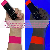 Ccbeauty Neon Pink Face Body Paint Stick Oil Hot Pink Eye Black Face Painting Kit Glow In The Black Lights Clown Makeup Hallo