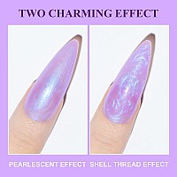 Mizhse Purple Pearl Gel Nail Polish Mermaid Shell Thread Nail Gel Blue Shimmer U V Led Soak Off Gel Polish For Nail Salon Home D