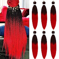 Ombre Red Braiding Hair Pre Stretched Black To Red Ez Braiding Hair 6 Packslot 26 Inches Yaki Texture Braiding Hair Hot Water S