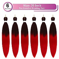 Ombre Red Braiding Hair Pre Stretched Black To Red Ez Braiding Hair 6 Packslot 26 Inches Yaki Texture Braiding Hair Hot Water S