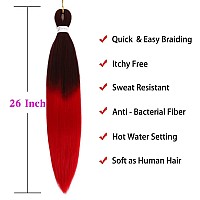 Ombre Red Braiding Hair Pre Stretched Black To Red Ez Braiding Hair 6 Packslot 26 Inches Yaki Texture Braiding Hair Hot Water S