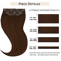 Caliee Chocolate Brown Clip In Hair Extensions Real Human Hair 7Pcs 16Inch 110G Seamless Clip In Hair Extensions Virgin Human Ha